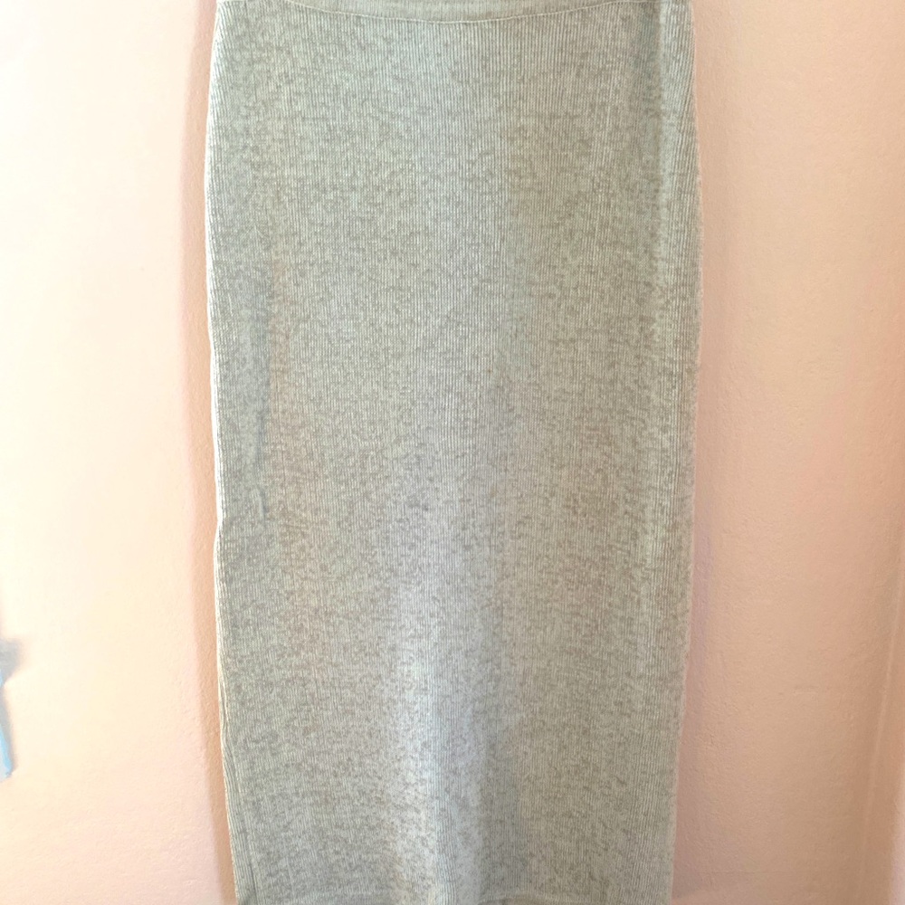 linen cotton knit straight skirt cream small - Picture 8 of 9